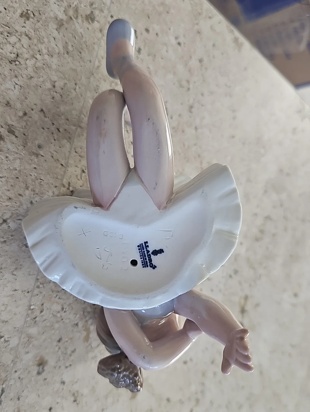 Lladro Porcelain Girl Figurine Vase in White, Brown, Pink